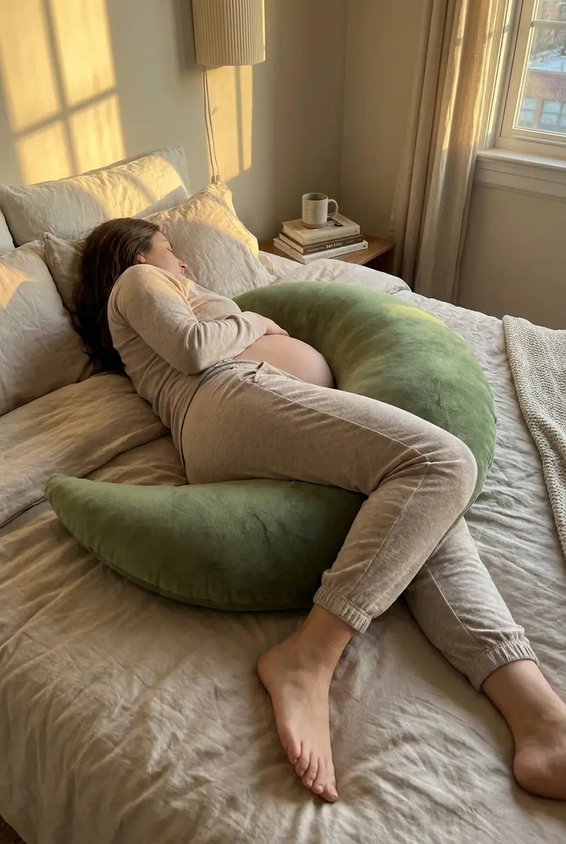 A young woman resting on her side against a Moss Cove